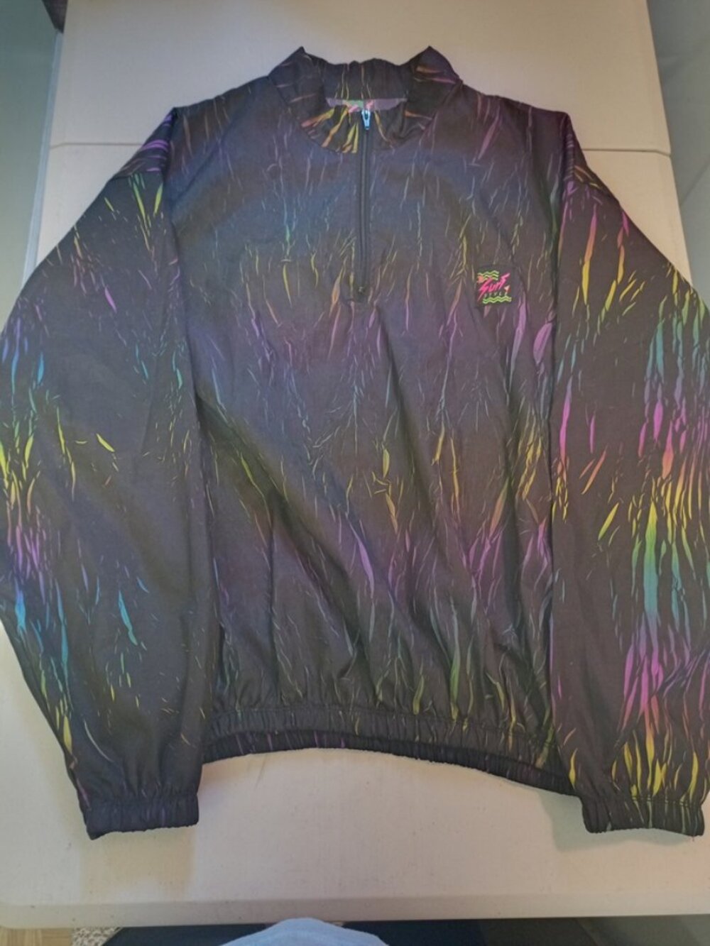 Vintage Surf Style 1/4 Zip Anorak Windbreaker Jacket Womens XL Iridescent EUC